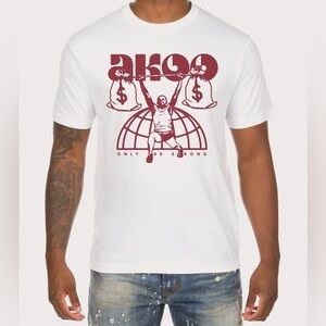 Akoo sz med White Tee with Bold Red Design